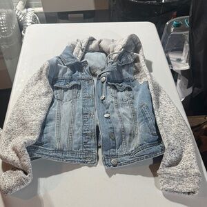 Aeropostale Blue Denim Jacket with Gray Sleeves